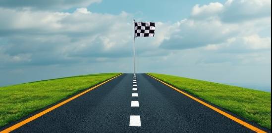 Roadmap with a checkered flag symbolizing success and achievement.