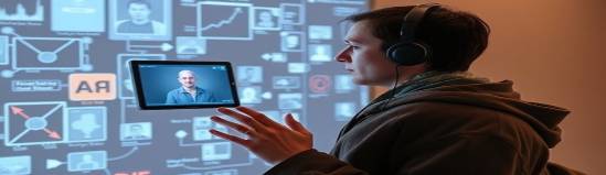 Person using AI technology on a computer in a modern workspace.