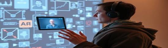 Person using AI technology on a computer in a modern workspace.