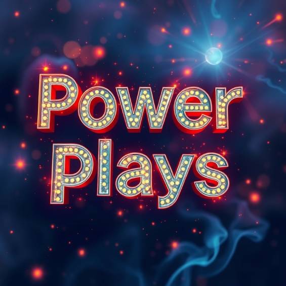 Happy AI character showcasing creative text power plays in a vibrant scene.