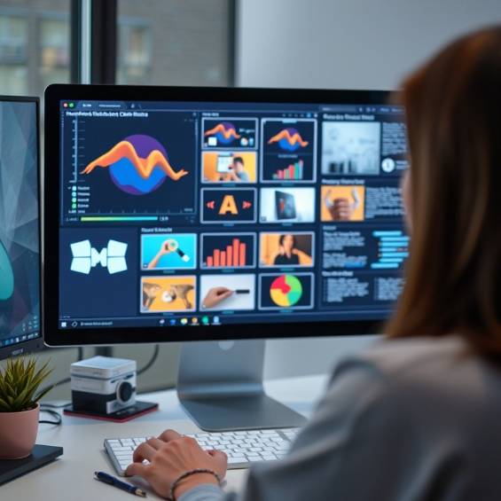Person using a computer screen to display a presentation visuals.